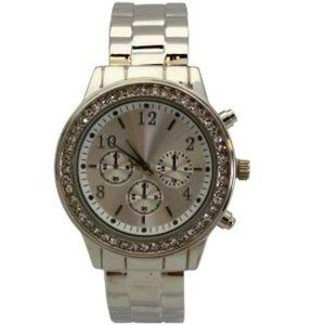 OLIVIA PRATT RHINESTONE BEZEL CHRONOGRAPH BANGLE WATCH